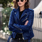 Veste moto courte en simili cuir PU pour femme