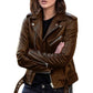 Veste moto courte en simili cuir PU pour femme