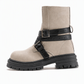 Bottines pour femme à bout rond avec bride à boucle, talon moyen épais et plateforme