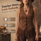 Gilet vintage à col V à franges pour femme