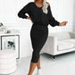 Ensemble sweatshirt épaules dénudées et robe camisole pour femme