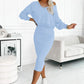 Ensemble sweatshirt épaules dénudées et robe camisole pour femme