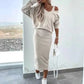 Ensemble sweatshirt épaules dénudées et robe camisole pour femme