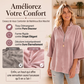 Haut en velours à manches 3/4 et demi-zip pour femme