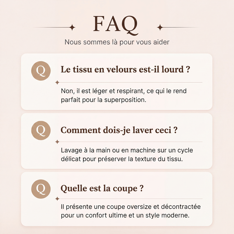 Haut en velours à manches 3/4 et demi-zip pour femme