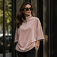 Haut en velours à manches 3/4 et demi-zip pour femme