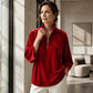 Haut en velours à manches 3/4 et demi-zip pour femme