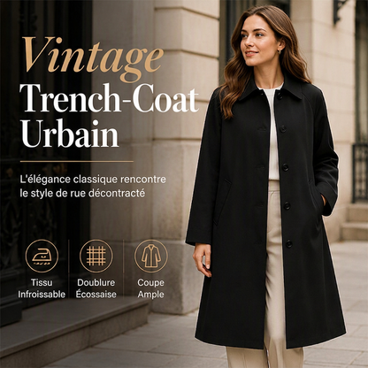 Trench long femme à boutonnage simple
