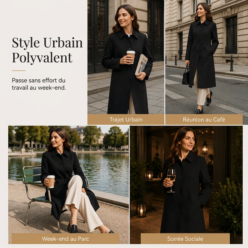 Trench long femme à boutonnage simple