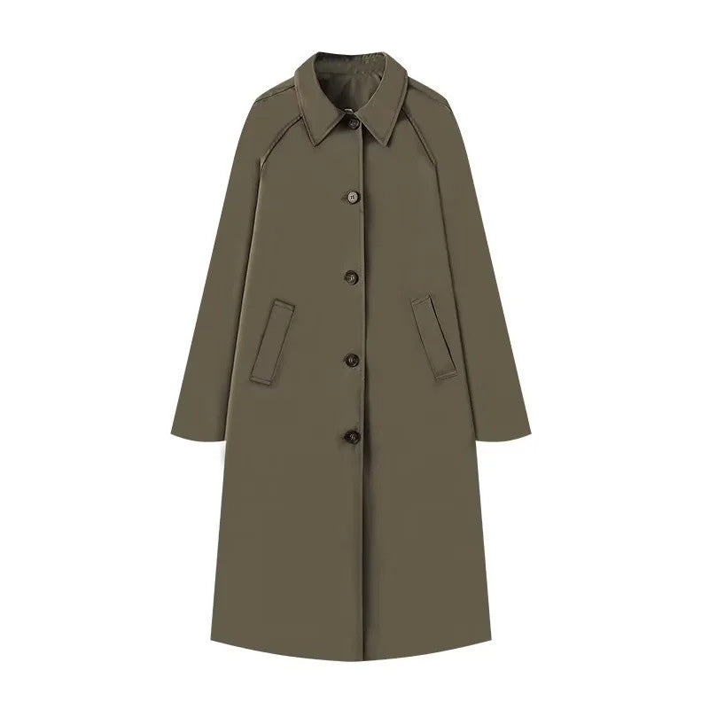 Trench long femme à boutonnage simple