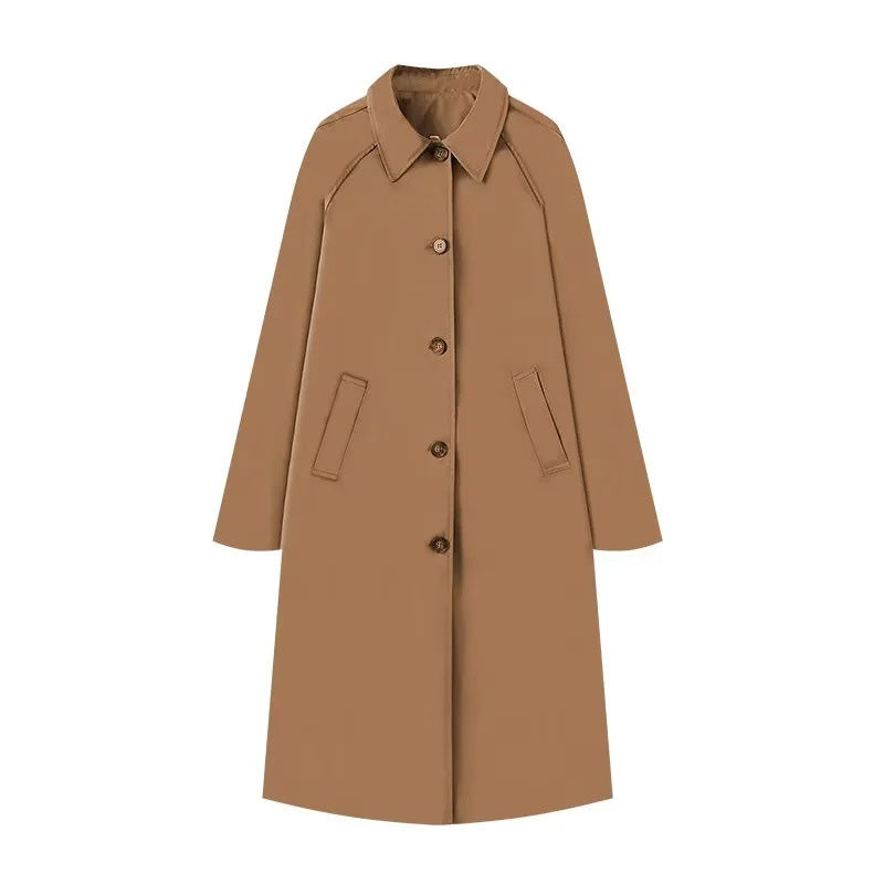 Trench long femme à boutonnage simple