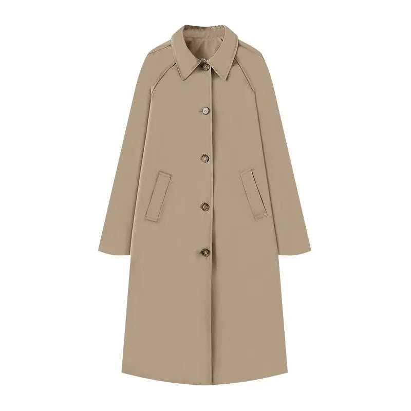 Trench long femme à boutonnage simple