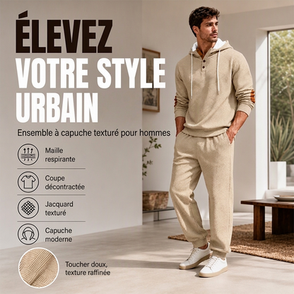 Ensemble sweat à capuche texturé et pantalon de survêtement pour homme