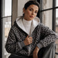 Sweat à capuche zippé à imprimé léopard pour femme