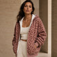 Sweat à capuche zippé à imprimé léopard pour femme