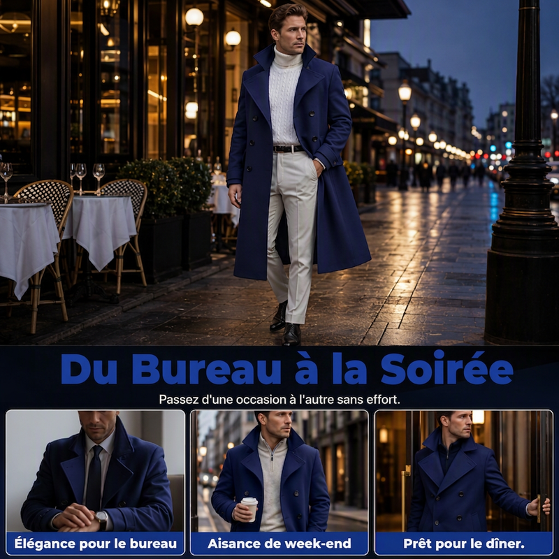 Manteau élégant, raffiné et chaud pour homme