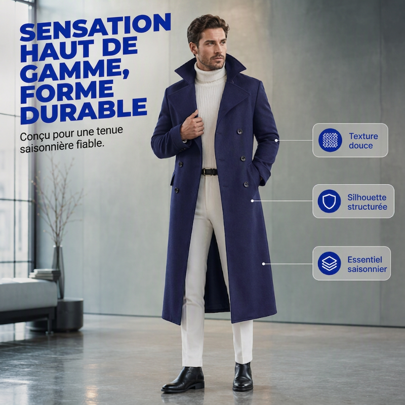 Manteau élégant, raffiné et chaud pour homme