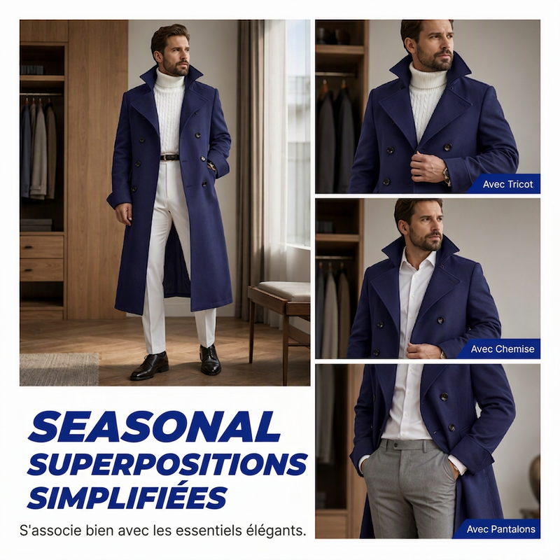 Manteau élégant, raffiné et chaud pour homme