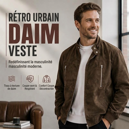 Blouson bomber rétro pour homme à col montant