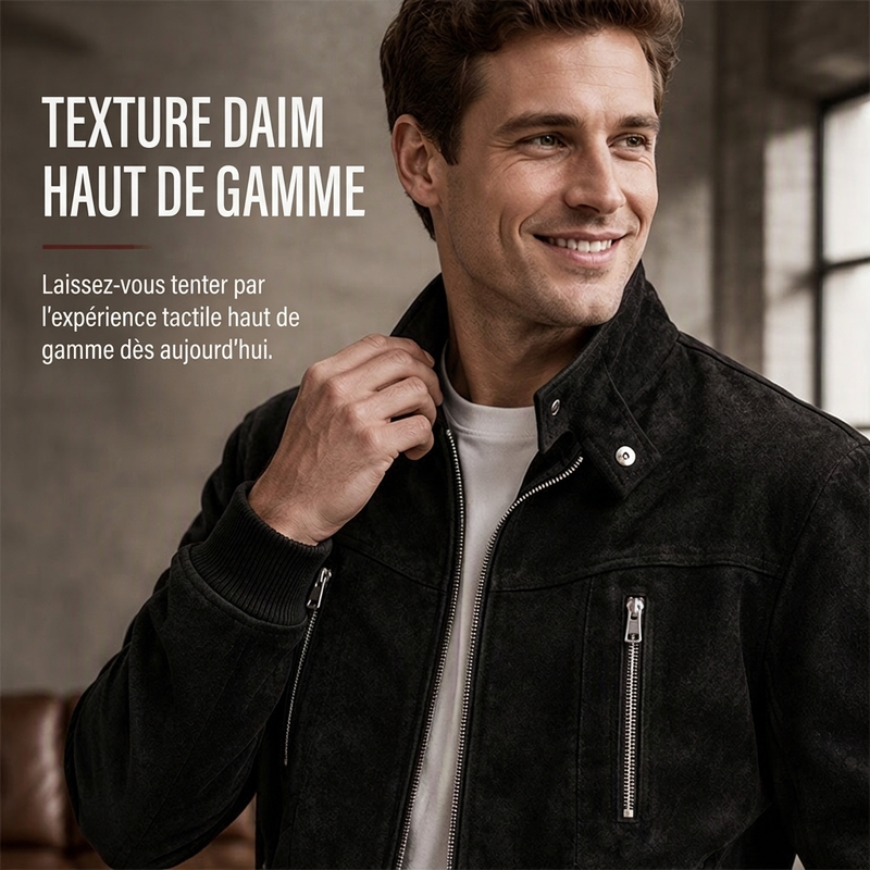 Blouson bomber rétro pour homme à col montant