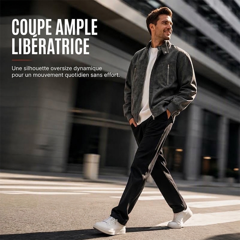 Blouson bomber rétro pour homme à col montant