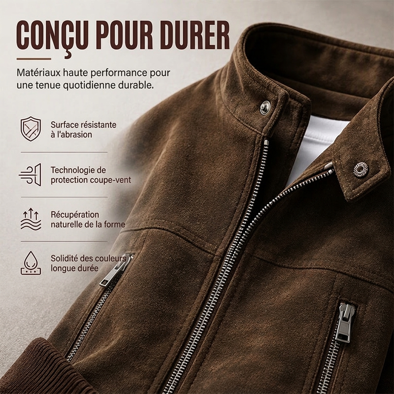 Blouson bomber rétro pour homme à col montant