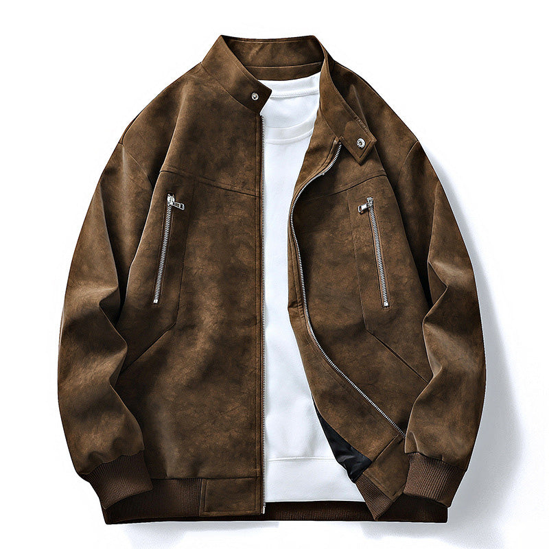 Blouson bomber rétro pour homme à col montant