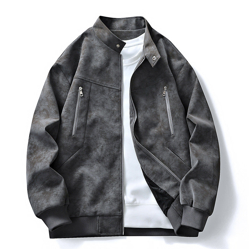 Blouson bomber rétro pour homme à col montant