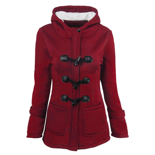 Veste à capuche mi-longue et épaisse pour femme