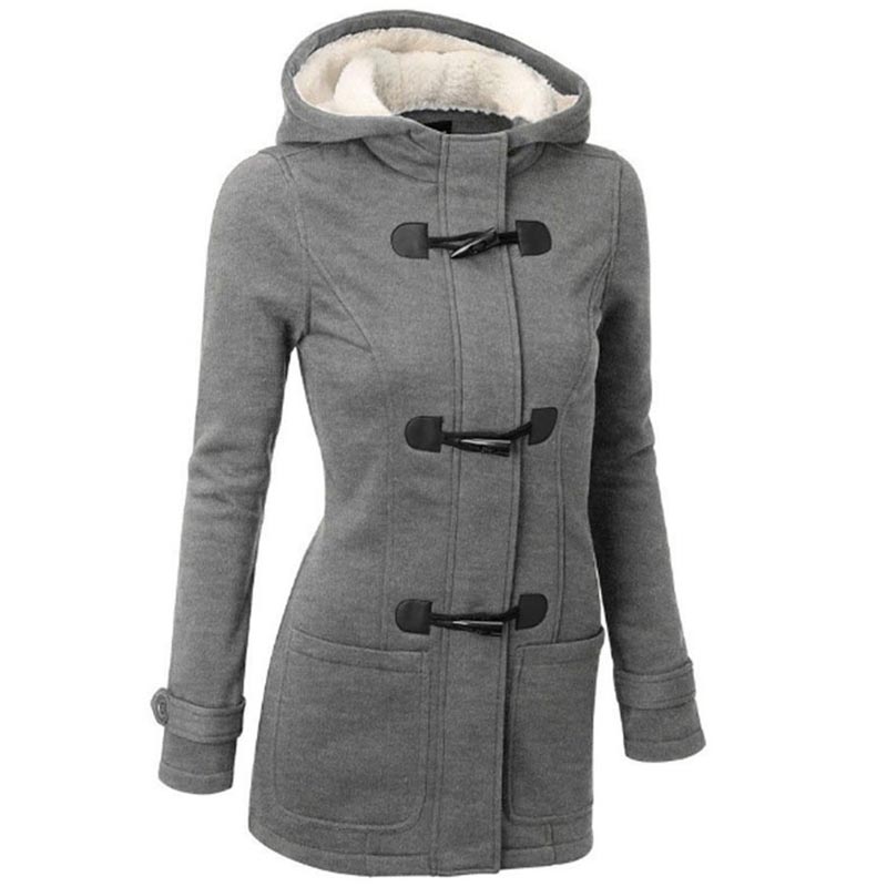 Veste à capuche mi-longue et épaisse pour femme