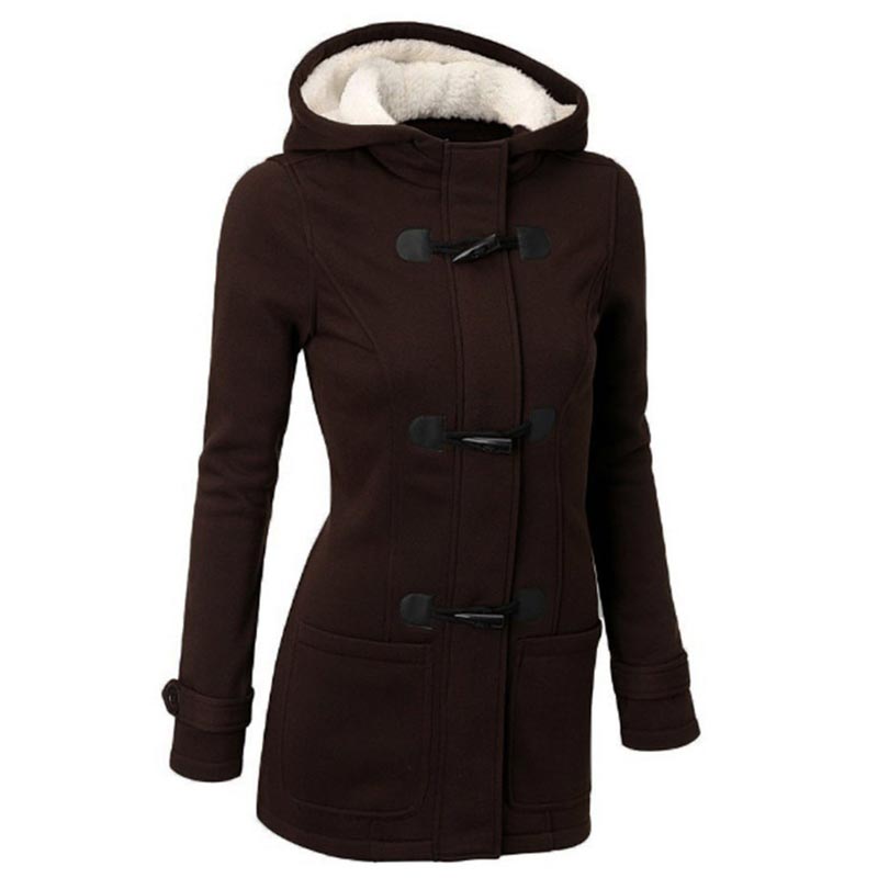 Veste à capuche mi-longue et épaisse pour femme