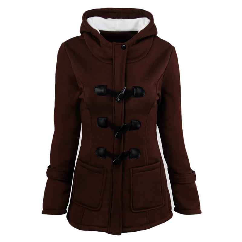 Veste à capuche mi-longue et épaisse pour femme