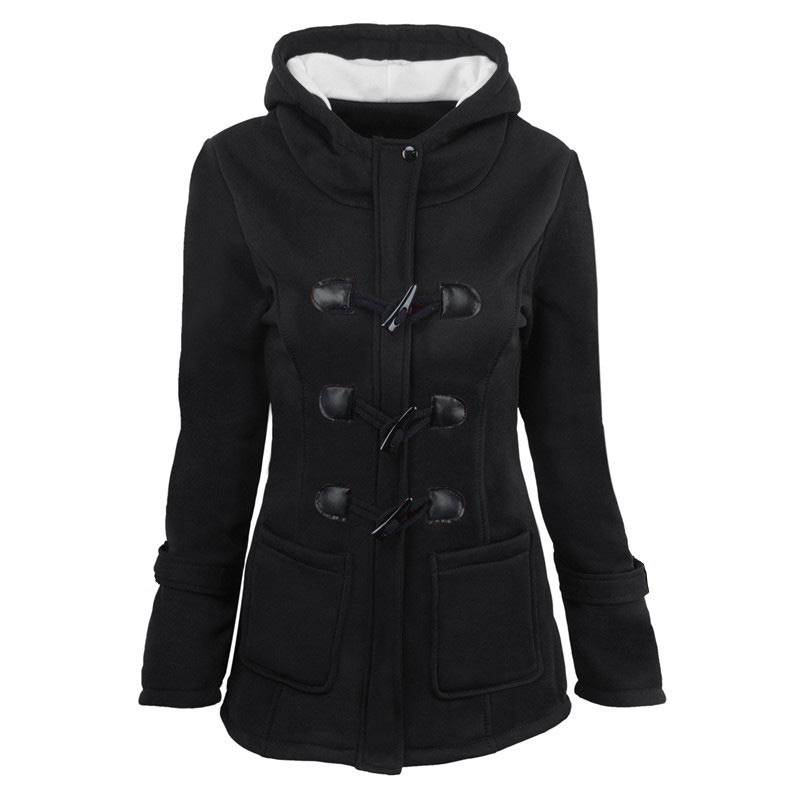Veste à capuche mi-longue et épaisse pour femme
