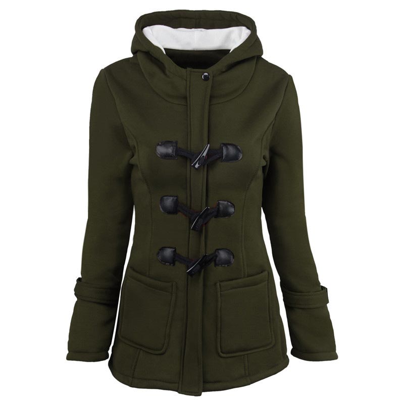 Veste à capuche mi-longue et épaisse pour femme