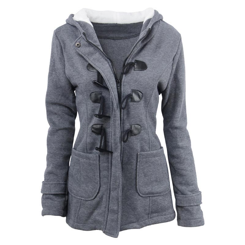 Veste à capuche mi-longue et épaisse pour femme