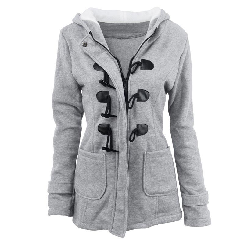Veste à capuche mi-longue et épaisse pour femme