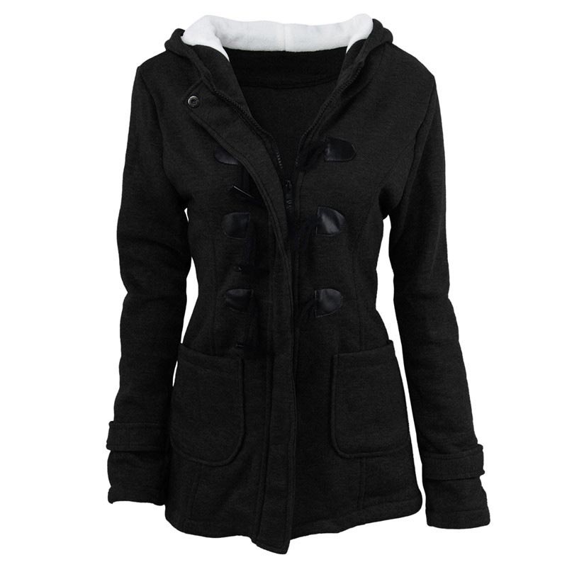 Veste à capuche mi-longue et épaisse pour femme