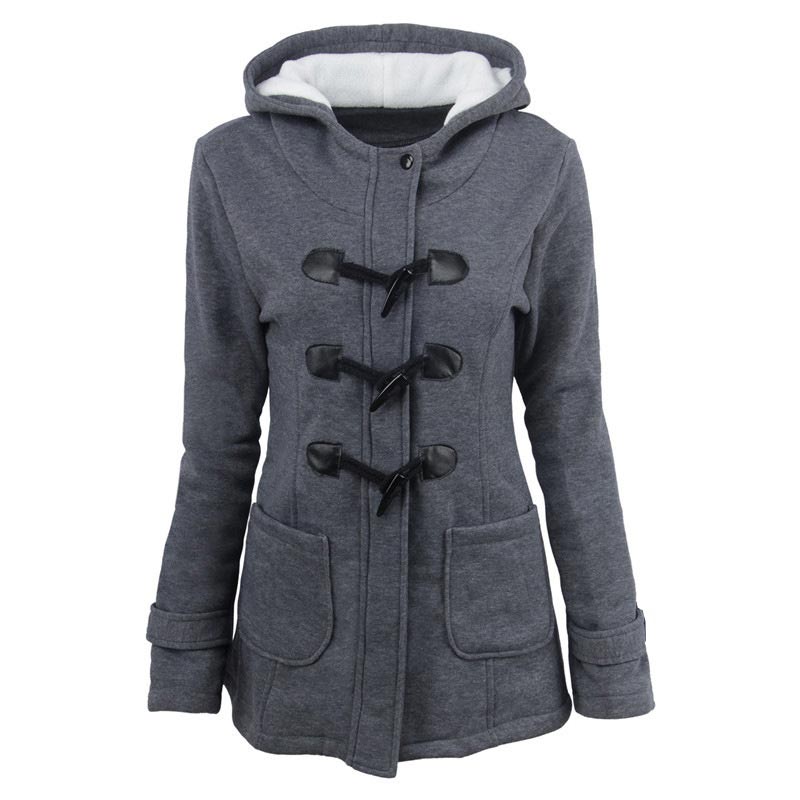 Veste à capuche mi-longue et épaisse pour femme