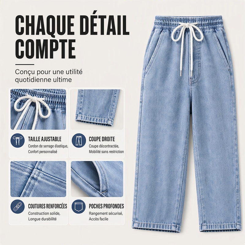 Jean droit ample pour homme