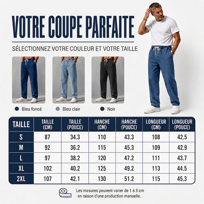 Jean droit ample pour homme