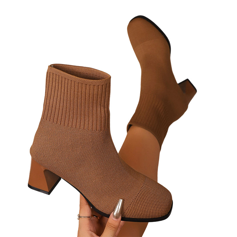 Bottes chaussettes en maille élastique pour femmes