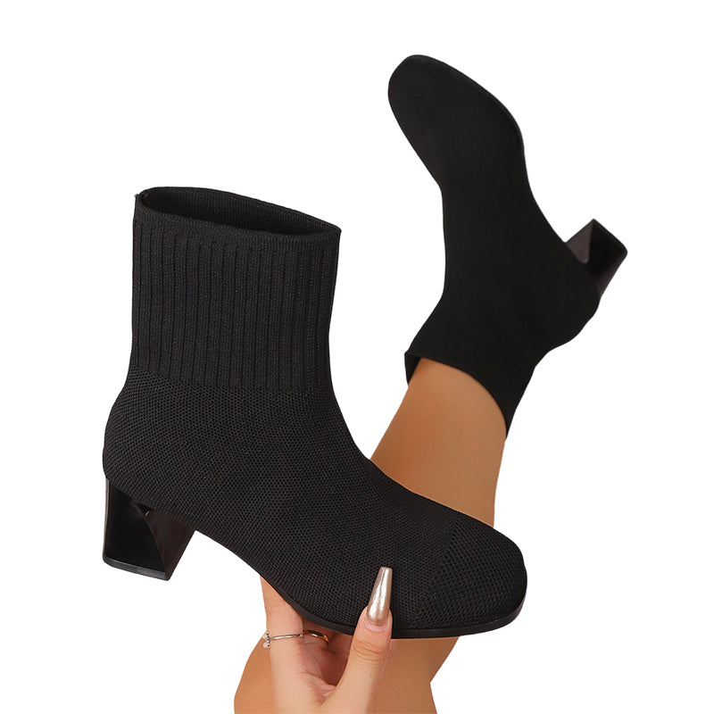 Bottes chaussettes en maille élastique pour femmes