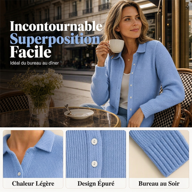 Pull en maille à col revers et boutons pour femme