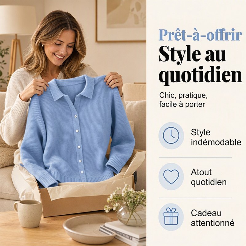 Pull en maille à col revers et boutons pour femme