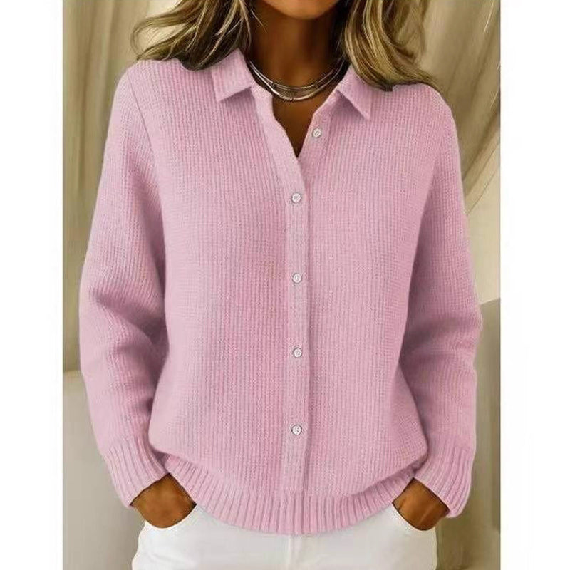 Pull en maille à col revers et boutons pour femme
