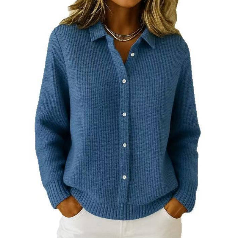 Pull en maille à col revers et boutons pour femme