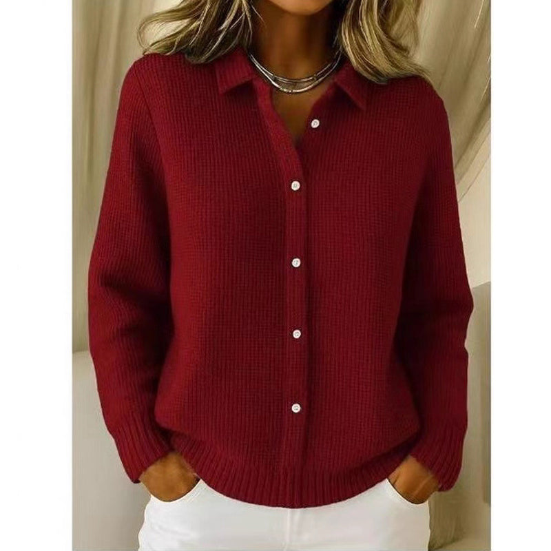 Pull en maille à col revers et boutons pour femme