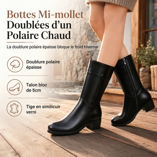 Bottes d'hiver doublées en polaire pour femme
