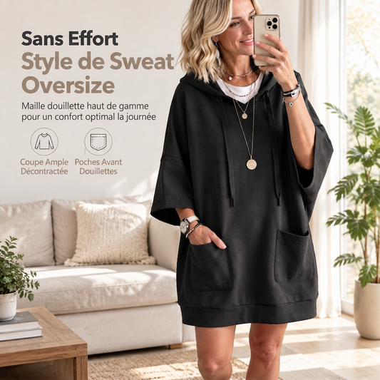 Sweat à capuche décontracté pour femme, couleur unie