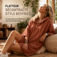 Sweat à capuche décontracté pour femme, couleur unie